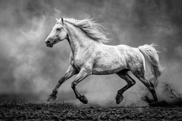 Black and white a horse