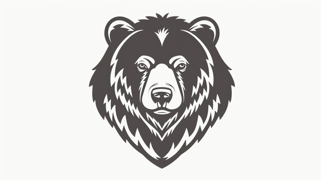 Photo black and white illustration of a bears face