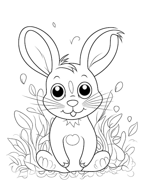 Black and white illustration for coloring animals harexAMeBlack and white illustration for coloring animals hare