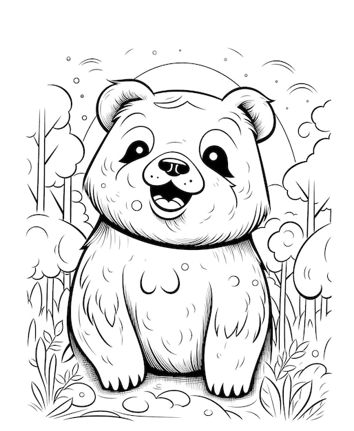 Black and white illustration for coloring animals