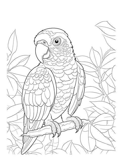 Black and white illustration for coloring birds