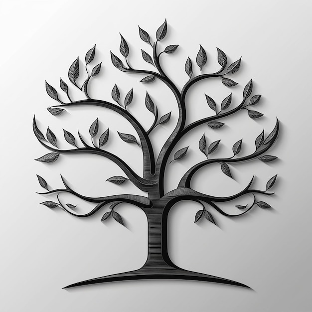 black and white illustration of a tree silhouette logo design