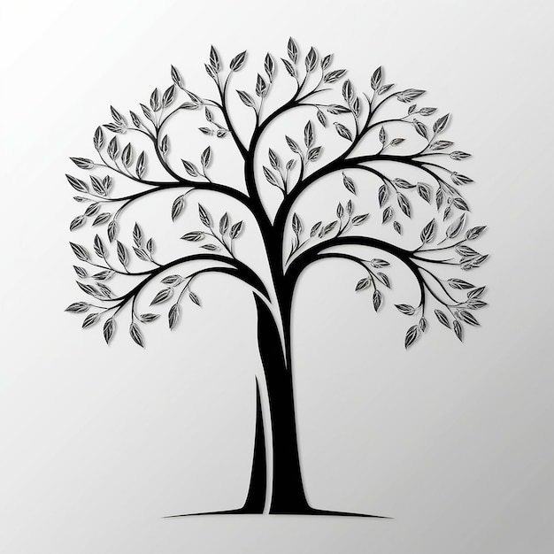 black and white illustration of a tree silhouette logo design