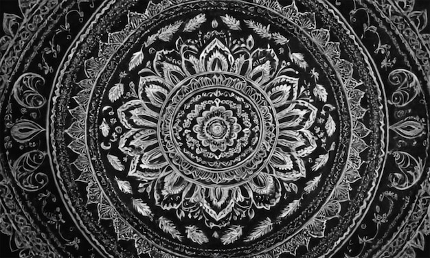 a black and white image of a black and white mandala