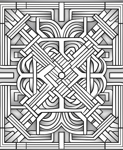 a black and white image of a celtic design generative ai