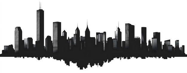 a black and white image of a city skyline with the word chicago on it