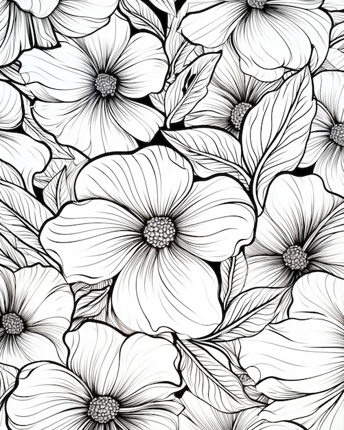 a black and white image of flowers with a white background