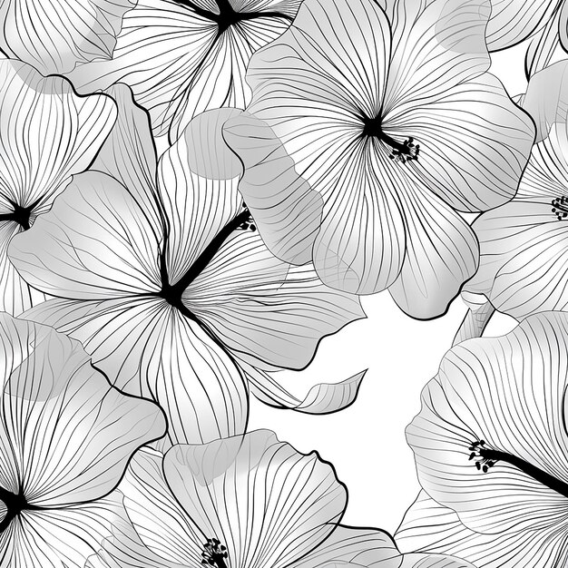 Photo a black and white image of flowers with the word hibiscus on them