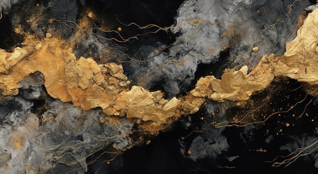 A black and white image of gold smoke and a black background.