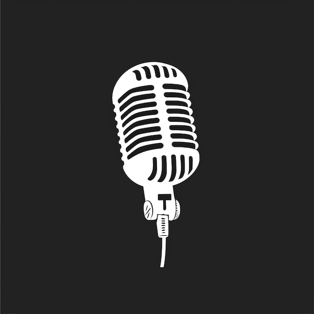 a black and white image of a microphone on a black background