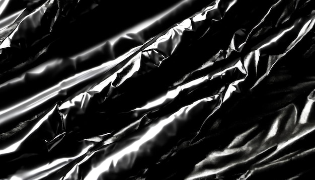 A black and white image of a piece of plastic with a shiny surface