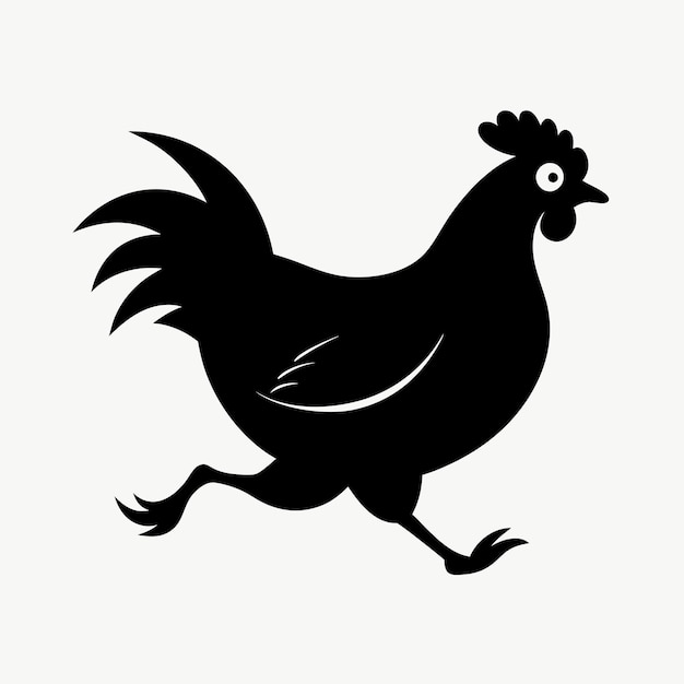 Photo black and white image of a rooster with a black outline