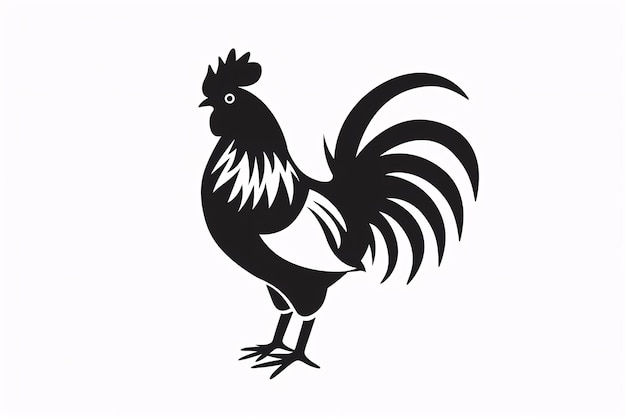 a black and white image of a rooster