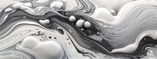 A black and white image of a silver and black liquid.