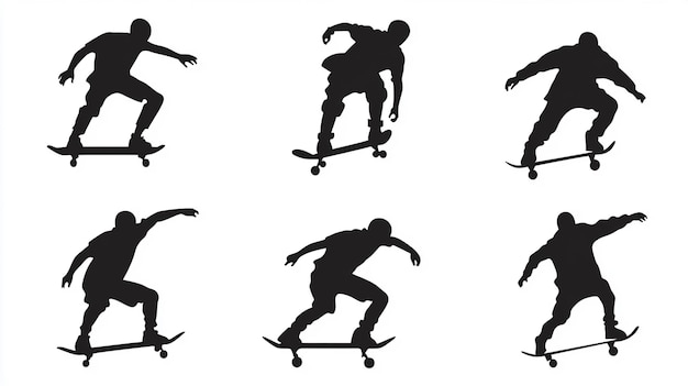 a black and white image of a skateboarder on a white background