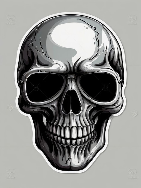 a black and white image of a skull with a black background