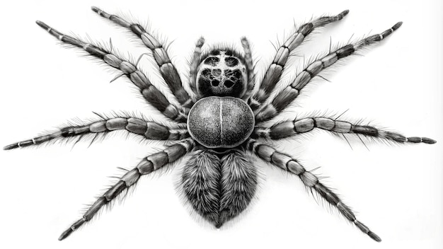 Photo a black and white image of a spider with a black background