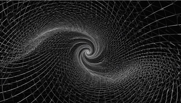 Photo a black and white image of a spiral with a black background