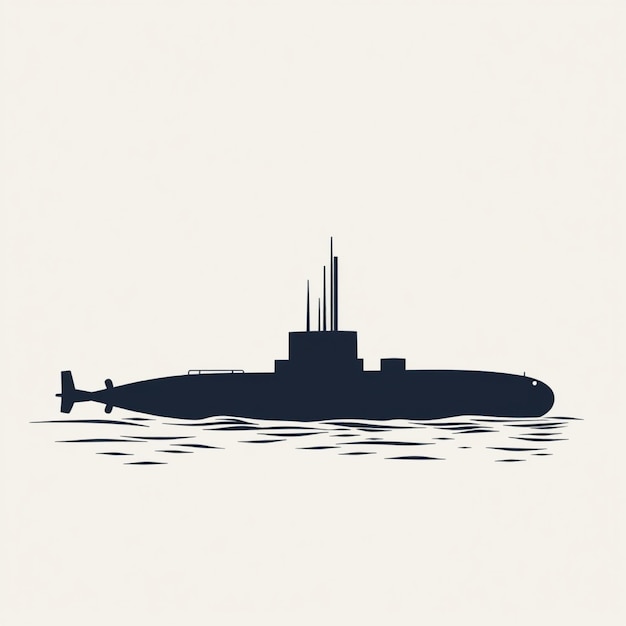 a black and white image of a submarine in the water