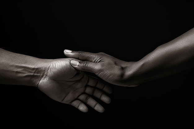 Black and White Image of Two Hands