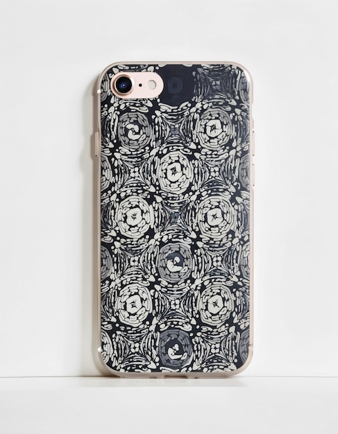 Photo a black and white iphone case with a floral pattern on the back