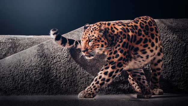 Black and white jaguar ,a beautiful formidable leopard