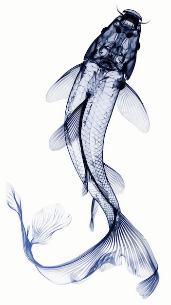 black and white koi fish illustration