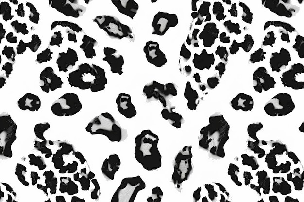 Photo black and white leopard print with black spots and a white background