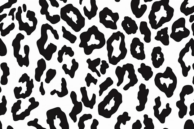 Photo black and white leopard print with black spots and a white background