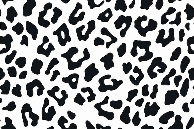 Photo black and white leopard print with black spots and a white background