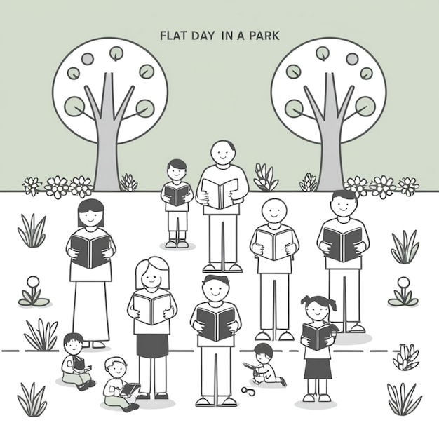 Photo a black and white line art illustration of family