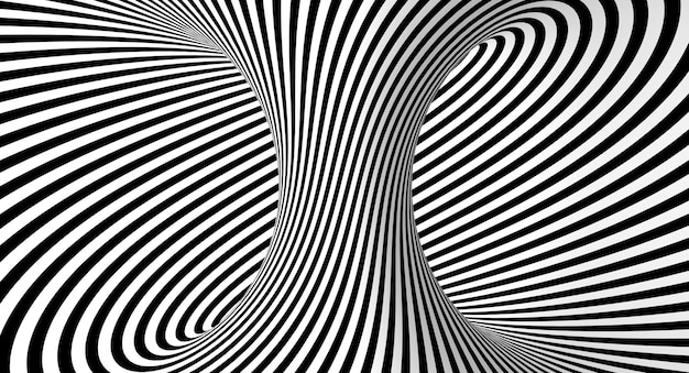 Black and white lines background creating an illusory optical effect