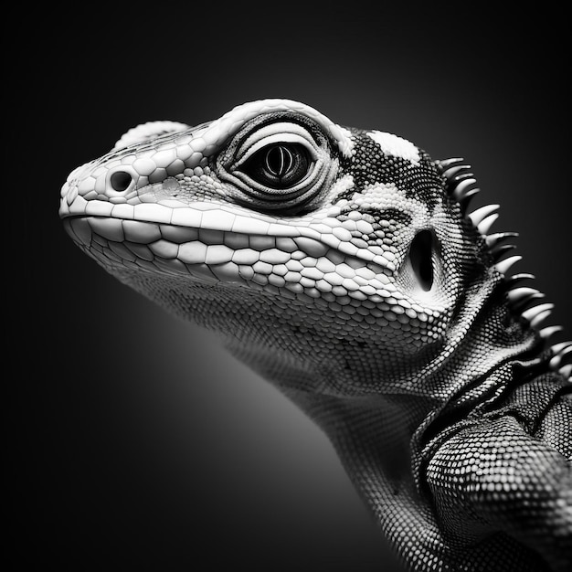 Black White Lizard Minimalist Stroke Mastery