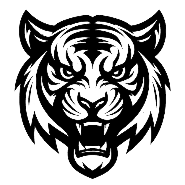 Photo a black and white logo of a lion head with a tiger on the front