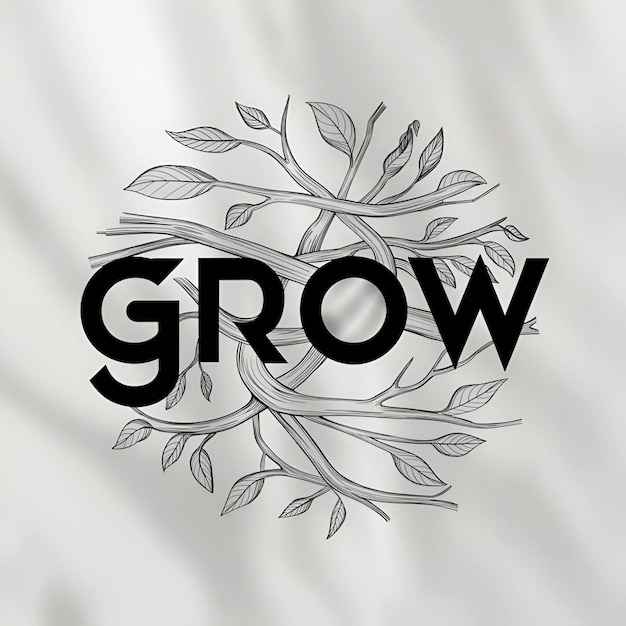 a black and white logo that says quot grow quot on it