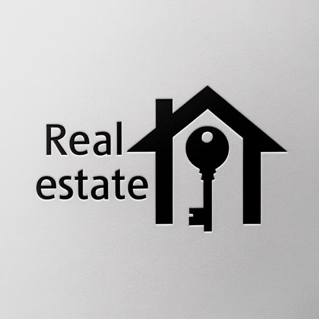 Photo a black and white logo that says real estate