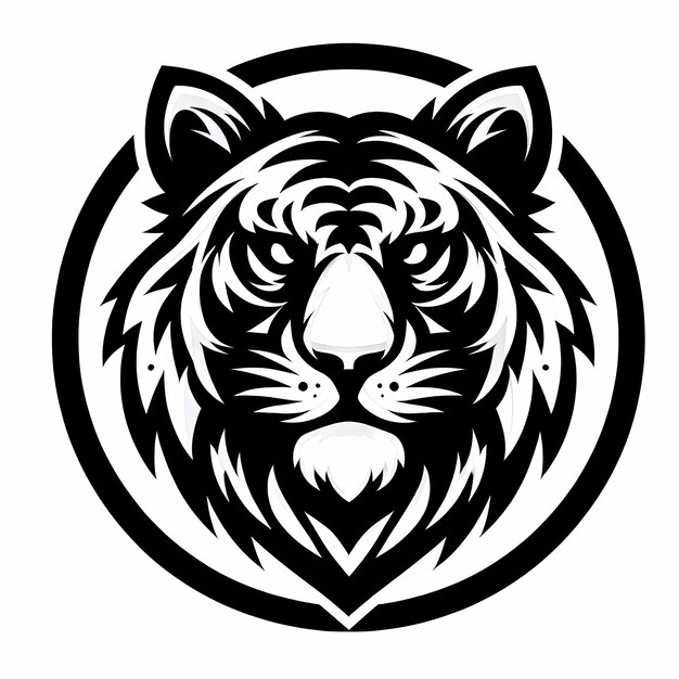 Photo a black and white logo of a tiger head