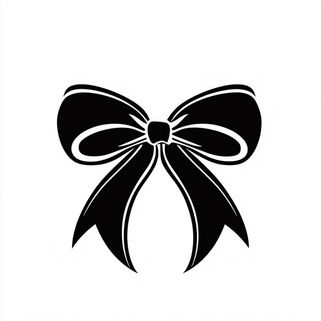 Photo a black and white logo with a bow on it