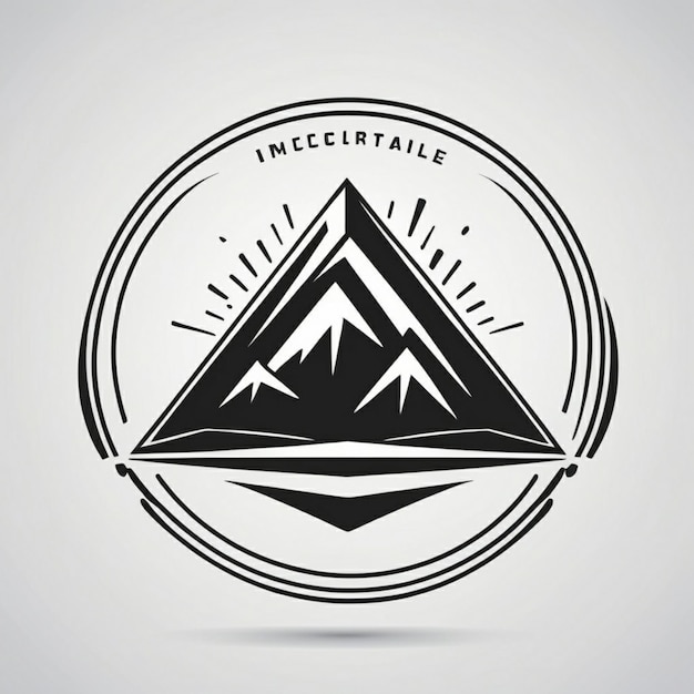 a black and white logo with a mountain in the middle