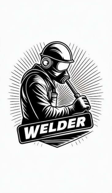 Photo a black and white logo for the worker in a gas mask