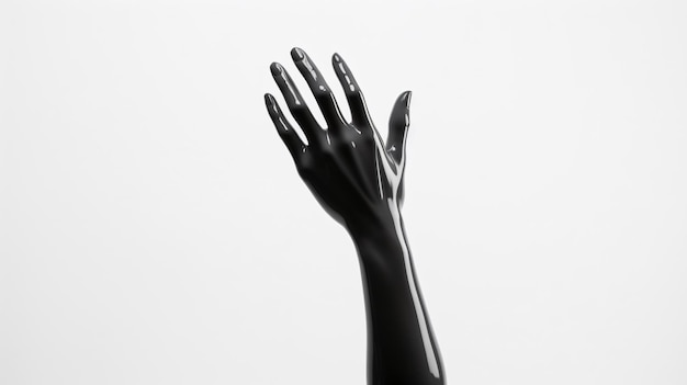 Black and white mannequin hand on white background