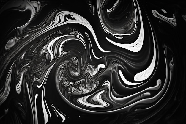 A black and white marble background with a swirl design in the middle.