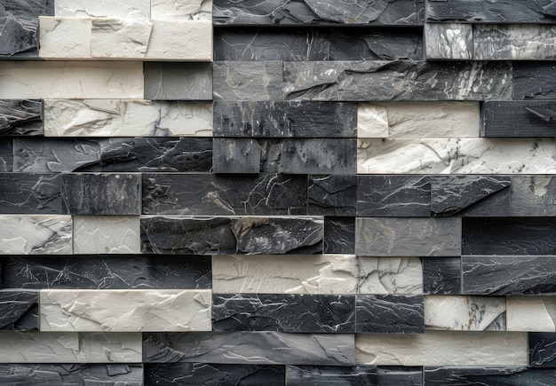 Black And White Marble Tile Wall Close Up