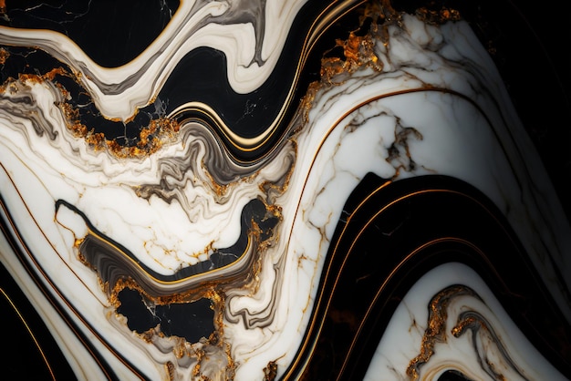 Black white marble with golden veins background Generative AI