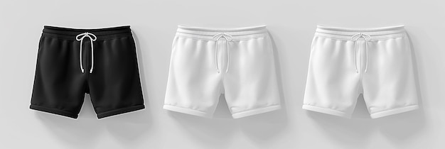 Photo black and white mens shorts mockup front view