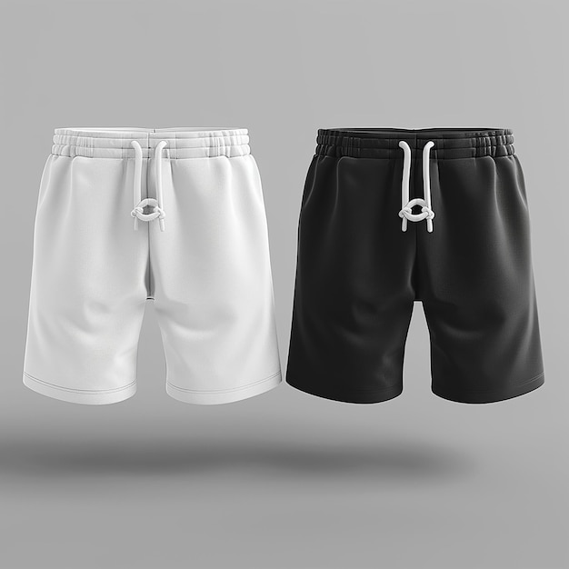 Photo black and white mens shorts mockup front view