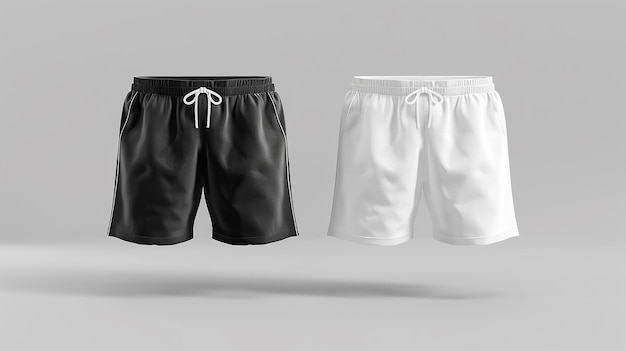 Photo black and white mens shorts mockup front view