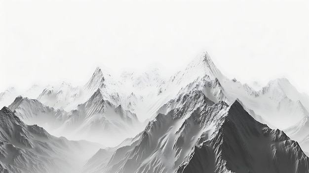 Black and white mountain range with snowcapped peaks