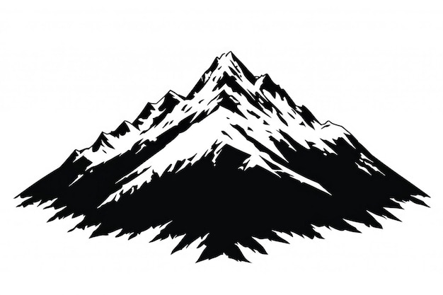 Photo black and white mountain silhouette illustration