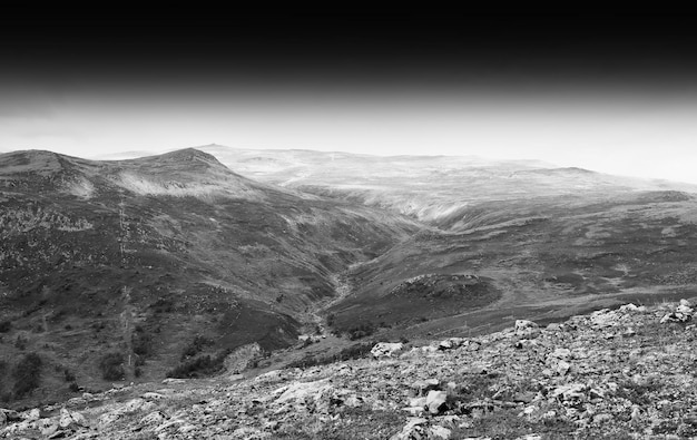 Black and white mountain valley background hd